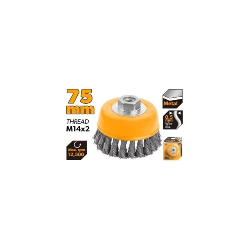 Lončasta pletena žičana četka sa navojem 75mm