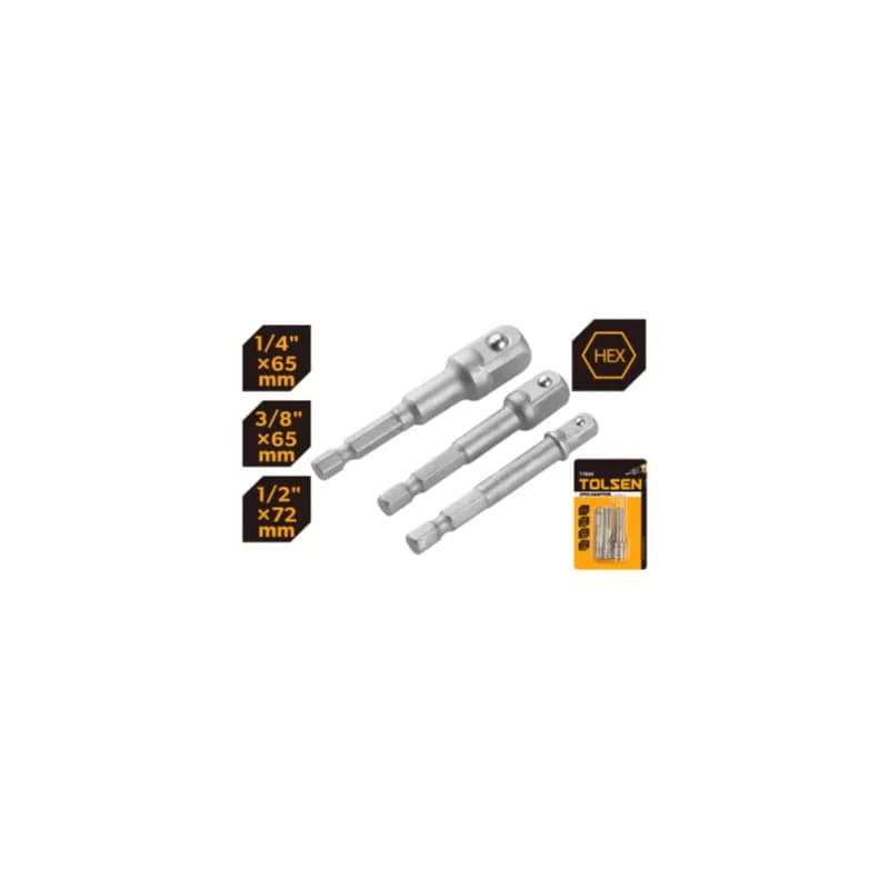 Set adaptera za nasadne ključeve, 3 dijela 1/4"x65mm, 3/8"x65mm, 1/2"x70mm