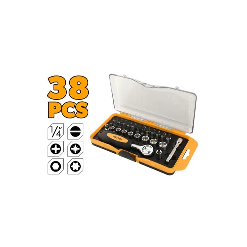 Set bitova i nasadnih ključeva, 38 dijelova 1/4"